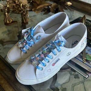 278 Superga Fantasia 2750 EMBROIDERY Women   Rainbow Peace size 39. NWT